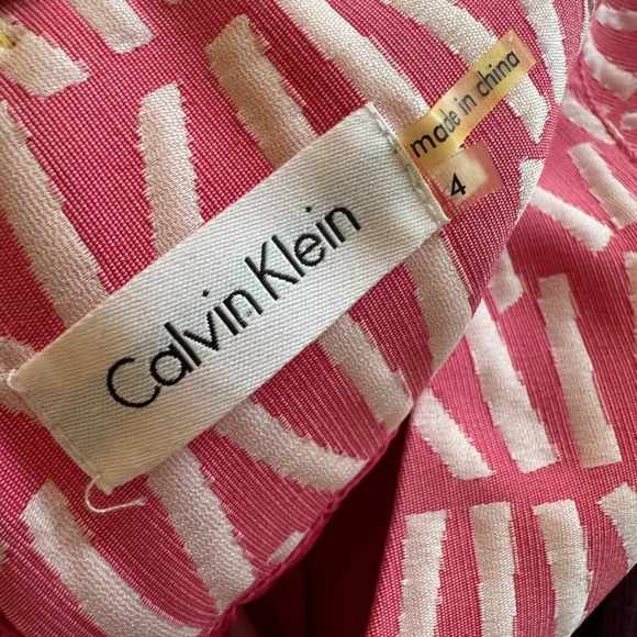 Calvin Klein Pink Fit & Flare Dress Size 4 Textured Sleeveless Lined Party Dress - Picture 3 of 6